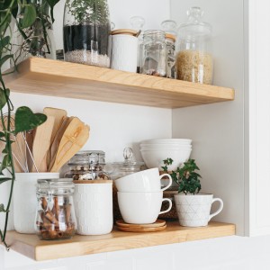 Modern Wood Floating Shelf, Custom Size Floating Shelf with Bracket, Wall Mounted Floating Shelf for Kitchen Bathroom