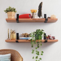 Floating Shelves with Metal Brackets, Wooden Custom Size Floating Shelves,  Floating Shelf Kitchen Bathrooom,  Blacksmith Farmhouse Decor