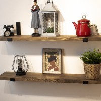 Modern Floating Shelves with Metal Brackets, Wooden Custom Size Floating Shelves,  Floating Shelf Kitchen ,  Bathroom, Heavy Duty Shelf