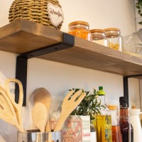 Heavy Duty Shelf for Kitchen, Rustic Floating Shelves with Metal Brackets, Wooden Custom Size Shelves, Industrial Shelf with Metal Brackets