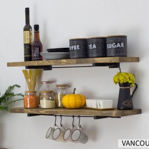 Square Tube Bracket | Minimalist Modern Shelf | Kitchen Coffee Bar Bathroom Living Room Shelf | Custom Wooden Wall Shelf | Hardware Included