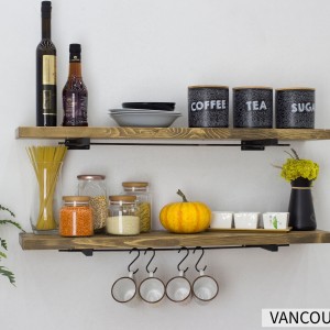 Square Tube Bracket | Minimalist Modern Shelf | Kitchen Coffee Bar Bathroom Living Room Shelf | Custom Wooden Wall Shelf | Hardware Included